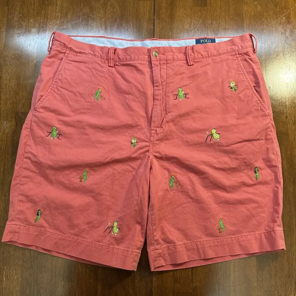 Polo‎ Ralph Lauren Chino Shorts Pink Pickleball Cricket AOP Men’s Size 40